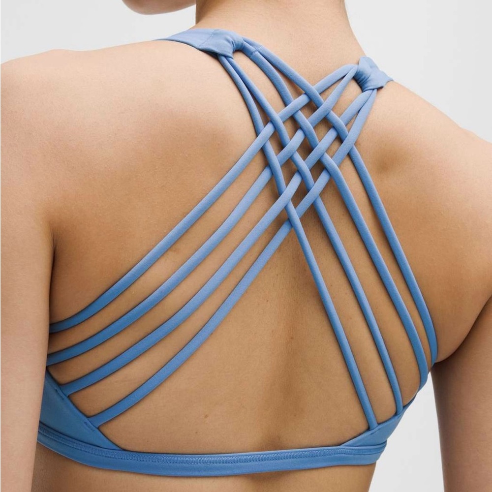 lululemon athletica Strappy Back Sports Bra in Pool Blue